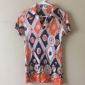 Sears vintage pattern shirt 60s 70s small rare